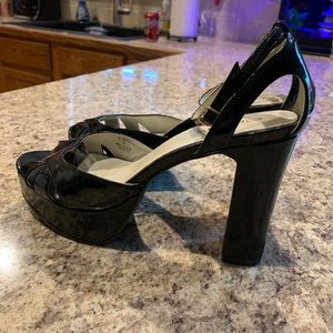Patent strappy heels